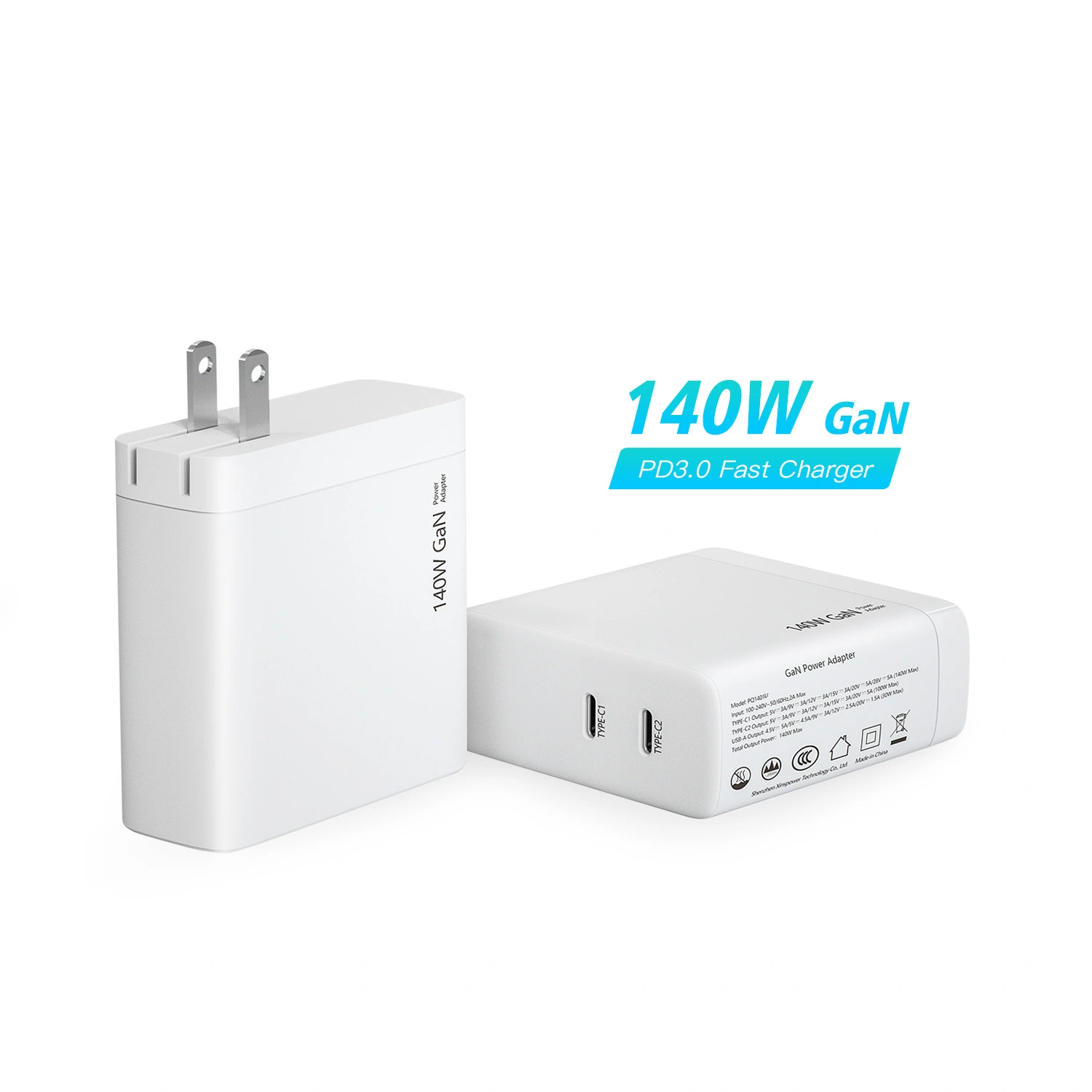 140W dual port USB C Încărcător PD Priză SUA pliabilă