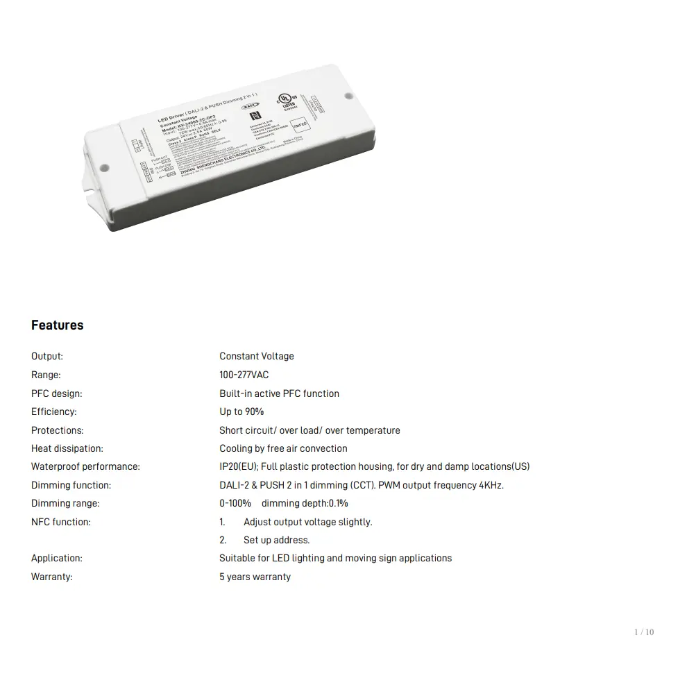 Driver LED reglabil TUYA Zigbee CCT de 60 W