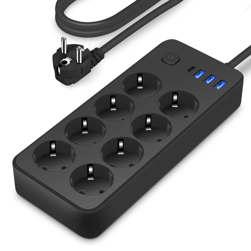 Priză standard UE 8 AC cu 4 porturi USB