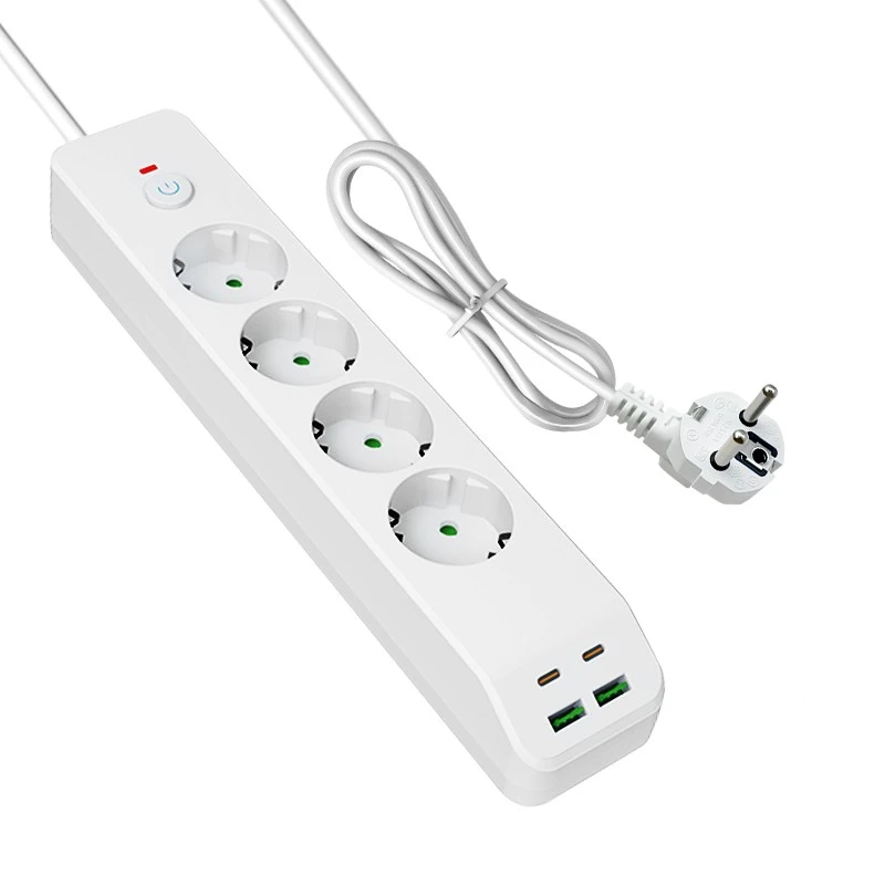 Priză de încărcare rapidă UE cu 4 AC și 4 USB