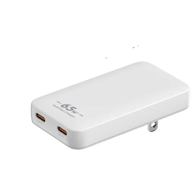 PD65W GaN USB-C Încărcător de perete ultra-subțire Adaptor cu două porturi
