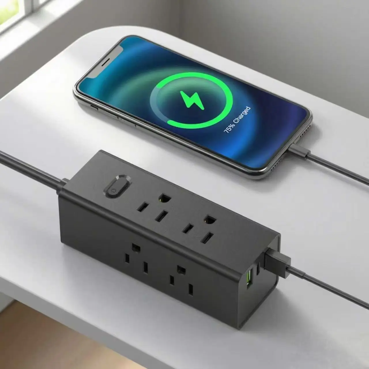 Presă de alimentare din SUA cu cablu de prelungire cu priză plată USB Bandă de alimentare de călătorie